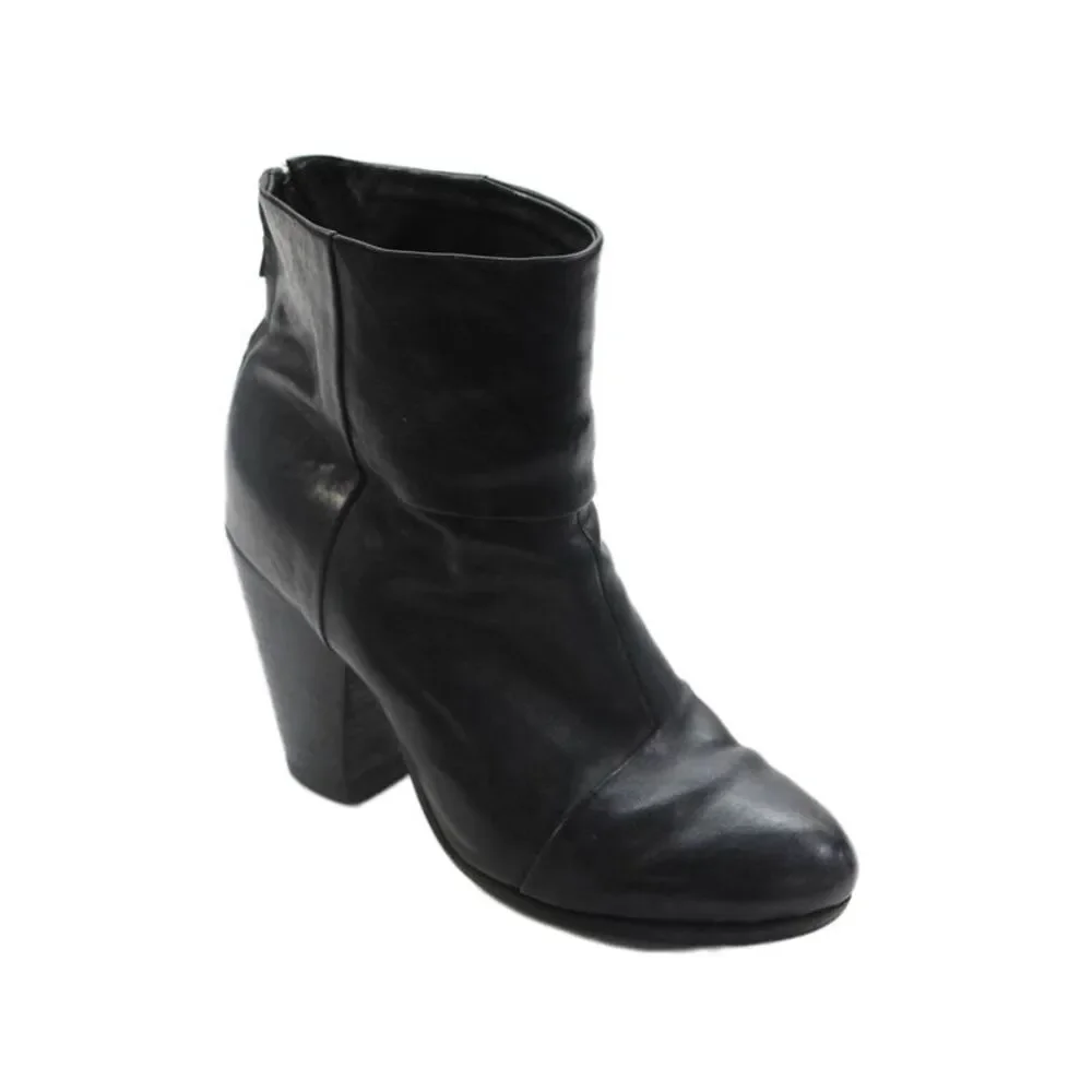 Rag & Bone Womens Leather Round Toe Zip Up Ankle Boots Black Size 37 7
